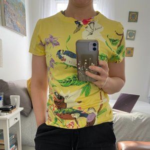Fun Zara Tee size Medium with bird/plant design